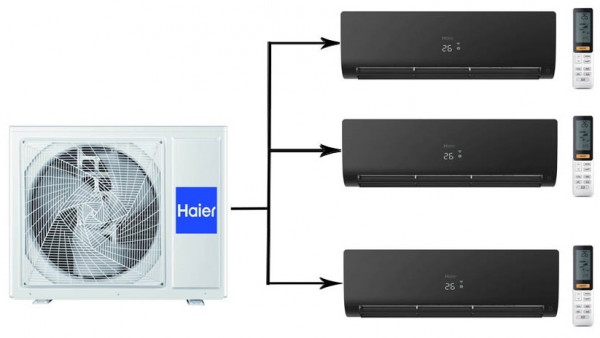 Мульти сплит система на 3 комнаты Haier 3U70S2SR5FA/AS25S2SF2FA-B*3шт