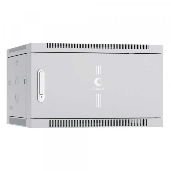 Шкаф телекоммуникационный настенный Cabeus SH-05F, 19", 6U, 368х600х600 мм (ВхШхГ), дверь: металл, боковая панель: сплошная съемная, сварной, цвет: серый, (съемная панель для крепления шкафа к стене)