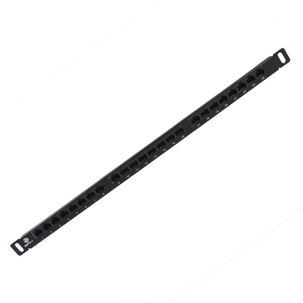 Коммутационная патч-панель BNH, 19", 0,5HU, портов: 24 х RJ45, кат. 6, универсальная, экр., цвет: чёрный, (B102.0.5-24-6-UNB)