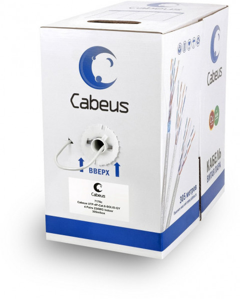 Бухта Cabeus UTP-4P-Cat.6-SOLID-GY, 305м