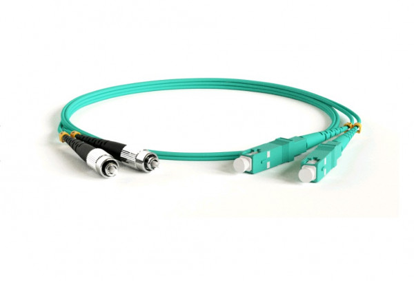 Коммутационный шнур оптический Hyperline, Duplex FC/SC, OM3 50/125, LSZH, Ø 2мм, 8м, цвет: аквамарин, (FC-D2-503-FC/PR-SC/PR-H-8M-LSZH-AQ)