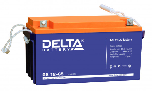 Аккумулятор для ИБП Delta Battery GX, 183х167х350 мм (ВхШхГ),  необслуживаемый электролитный,  12V/65 Ач, цвет: синий, (GX 12-65)