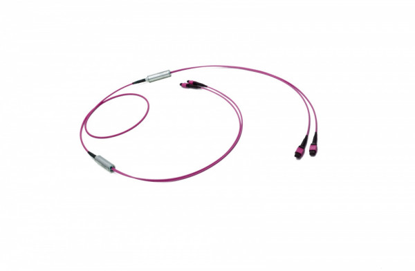 Коммутационный шнур оптический Eurolan, MTP/MTP, OM4 50/125, LSZH (нг(A)-HF), Ø 5,5мм, 1м, цвет: пурпурный, (43M-40-48-M2-M2-001-0E-FFA-10)