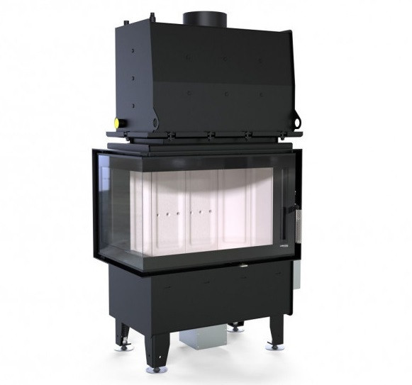 Угловая левая дровяная топка DEFRO HOME RIVA SM BL SHORT, угловое стекло слева, с водяным контуром