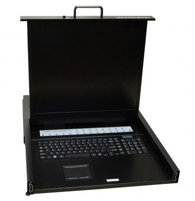 Переключатель KVM D-Link, портов: 16 х VGA D-SUB (HDB-15), 44х488х570 мм (ВхШхГ), KVM over IP: есть, USB, RJ45, PS/2, LCD-монитор, цвет: чёрный