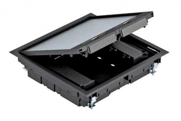 Люк напольный BETTERMANN, полиамид, тип: GES9 55U V 9011, 59х263х263 мм (ВхШхД), глубина установки: 59 мм, в пол, цвет: чёрный