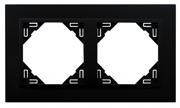 Рамка Efapel Logus90, 2 поста, плоская, универсальная, цвет: чёрный, линейка "Анимато" (90920 TRR)