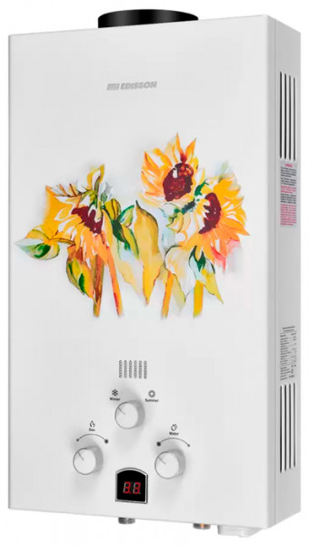 Газовый проточный водонагреватель Edisson E 20 GD (Подсолнухи)