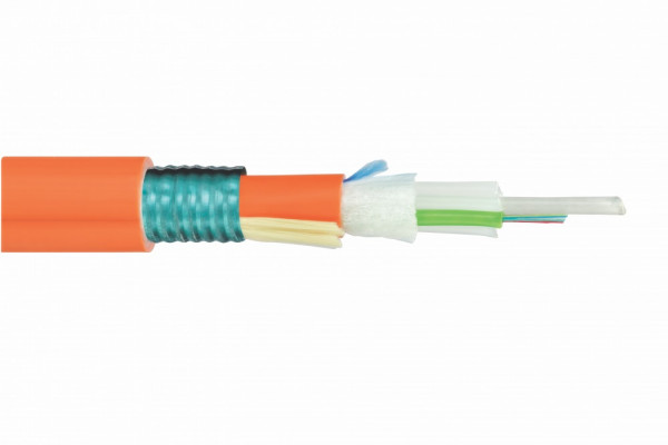 Кабель волоконно-оптический Eurolan L21 Loose tube,  16хОВ, OM2 50/125, FRHFLTx, Ø 11,6мм, универсальный, бронированный, цвет: оранжевый