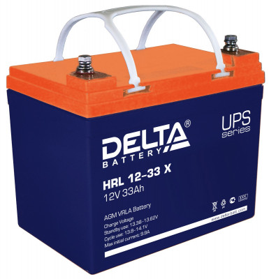 Аккумулятор для ИБП Delta Battery HRL-X, 168х130х195 мм (ВхШхГ),  необслуживаемый свинцово-кислотный,  12V/33 Ач, цвет: синий, (HRL 12-33 X)