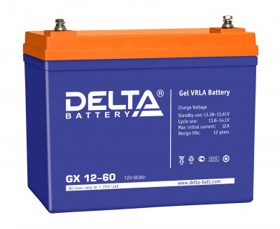 Аккумулятор для ИБП Delta Battery GX, 235х166х258 мм (ВхШхГ),  необслуживаемый электролитный,  12V/60 Ач, цвет: синий, (GX 12-60)