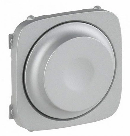 Лицевая панель для светорегулятора Legrand Valena Allure, 58х51 мм (ВхШ), кол-во клавиш: 1, цвет: алюминий, без нейтрали, с поворотной ручкой, (LEG.752047)