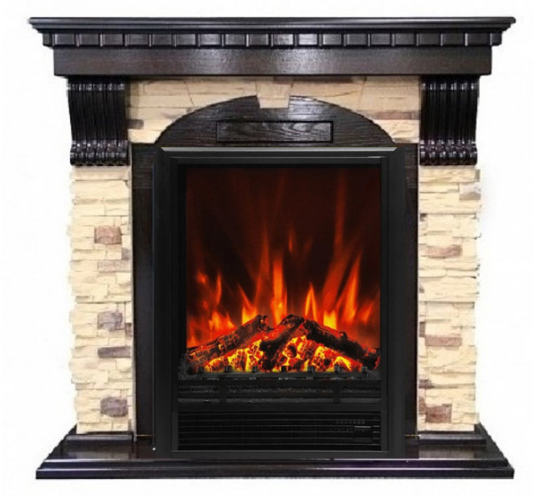 Электрокамин с классическим очагом 2D Elekam Alfa темный дуб с очагом Pulsar 23G