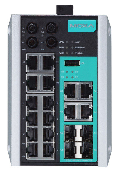 Коммутатор MOXA, EDS-518E-MM-ST-4GTXSFP