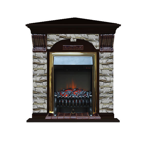 Электрокамин с классическим очагом 2D Glenrich Арочный угловой (Fobos BL,BR) камень-Алтай/цвет-Венге