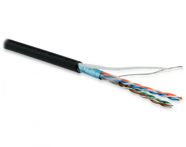Кабель витая пара Hyperline FUTP4-C5E-P26-IN-LSZH, F/UTP, 4 пар., кат. 5е, проводник Ø 0,48мм, AWG26, LSZH (нг(A)-HF), 100МГц, 1м (коробка 100м), тип прокладки: внутри зданий, цвет: чёрный