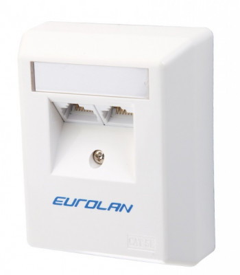 Розетка информационная Eurolan, 2x RJ45, кат. 6, неэкр., вертикальная, 80х64 мм (ВхШ), цвет: белый, (12D-U6-02WT)