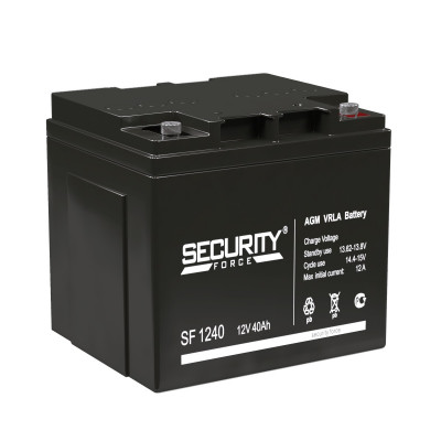Аккумулятор Security Force SF, 170х165х195 мм (ВхШхГ) 12V/40 Ач, цвет: чёрный, (SF 1240)