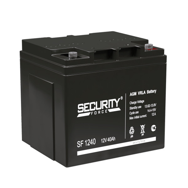 Аккумулятор Security Force SF, 170х165х195 мм (ВхШхГ) 12V/40 Ач, цвет: чёрный, (SF 1240)