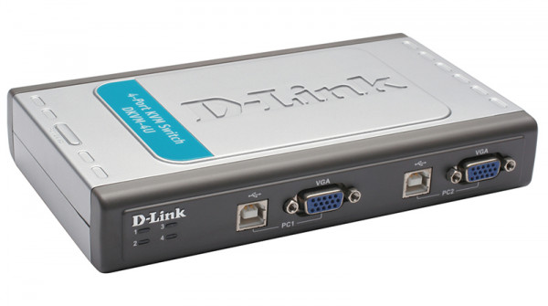 Переключатель KVM D-Link, портов: 4 х HDB-15, 30,5х105х178 мм (ВхШхГ), USB