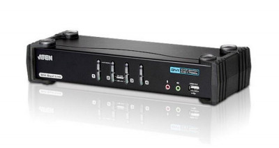 Переключатель KVM Aten, Altusen, портов: 4, 550х870х270 мм (ВхШхГ), USB, поддержка 3D мониторов, цвет: чёрный