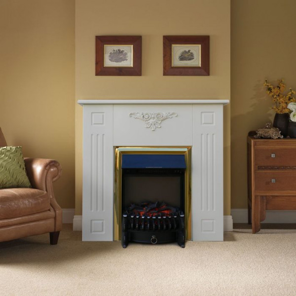 Электрокамин с классическим очагом 2D Glenrich Лотос М (Fobos BL,BR) Белый