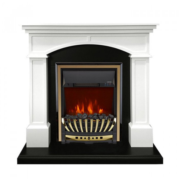 Электрокамин с классическим очагом 2D Royal Flame Langford с очагом Aspen Gold (Белый с черным)