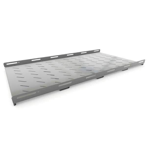 Полка Hyperline TSH3M, перфорированная, усиленная, 1U, 485х1050 мм (ШхГ), нагрузка до 50 кг, для шкафов, цвет: серый