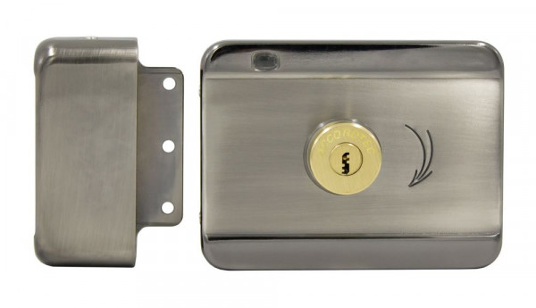 Электромеханический замок AccordTec, накладной, личинка и 5 ключей, AT-EL201A, цвет: сталь, (AT-02405)