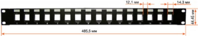 Коммутационная патч-панель наборная Lanmaster, 19", 1HU, портов: 16 х keystone, кат. 5-7A, экр., порты в 1 ряд, цвет: чёрный, (LAN-PP16OK-STP)