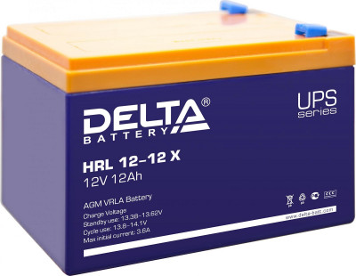 Аккумулятор для ИБП Delta Battery HRL-X, 101х98х151 мм (ВхШхГ),  необслуживаемый свинцово-кислотный,  12V/17,8 Ач, цвет: синий, (HRL 12-12 X)