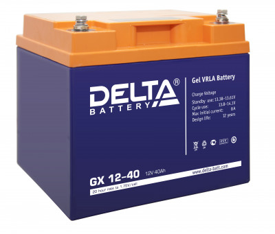 Аккумулятор для ИБП Delta Battery GX, 170х165х197 мм (ВхШхГ),  необслуживаемый электролитный,  12V/40 Ач, цвет: синий, (GX 12-40)