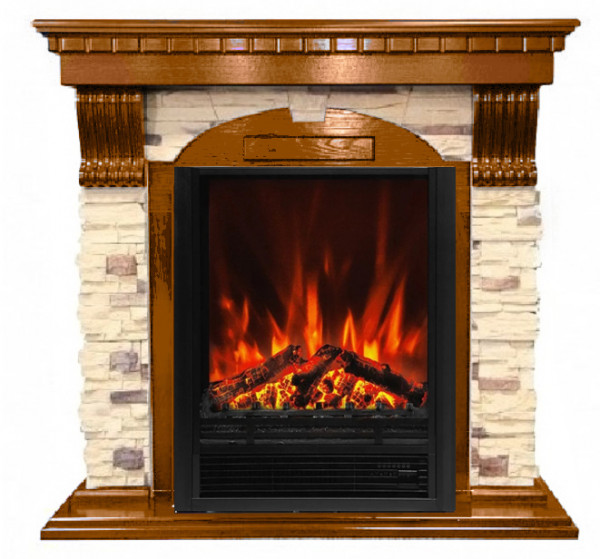 Электрокамин с классическим очагом 2D Elekam Alfa дуб с очагом Pulsar 23G