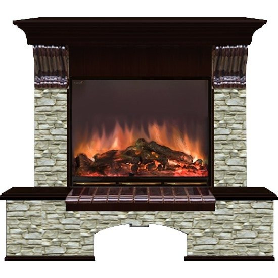 Электрокамин с широким очагом 2D Glenrich Бостон (Arte 23) камень-Грот однотонный/цвет-Венге