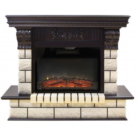 Электрокамин с эффектом живого огня и звуком Real-Flame Gracia 25'5/24 AO с очагом Kendal 24