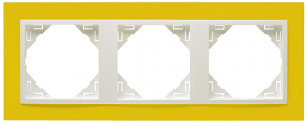 Рамка Efapel Logus90, 3 поста, плоская, универсальная, цвет: жёлтый/лёд, линейка "Анимато" (90930 TRG)