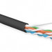 Кабель витая пара Hyperline, U/UTP, 4 пар., кат. 5е, проводник Ø 0,64мм, AWG22, PE, 100МГц, 1м (катушка 1 000м), тип прокладки: снаружи зданий, цвет: чёрный