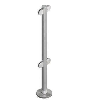 Стойка ограждения, 4 зажима для стекла под углом 180 град OMA-04.466.C0 (КЛАССИКА)