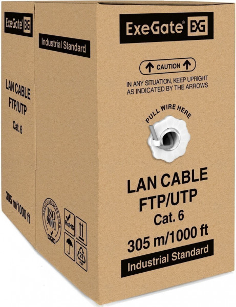 Бухта ExeGate UTP4-C6-CU-S23-IN-PVC-GY-305, 305м