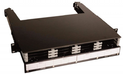 Коммутационная панель ВО Siemon, 1HU, портов: 144 LC  выдвижная, прямая, орг-йзер: предустановлен, цвет: чёрный