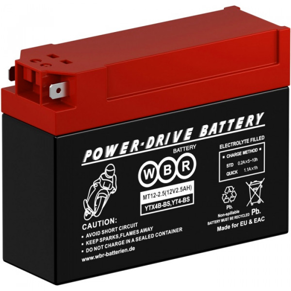 Аккумулятор для ИБП WBR MT, 86х38х113 мм (ВхШхГ),  необслуживаемый свинцово-кислотный,  12V/2,5 Ач, (MT12-2,5)