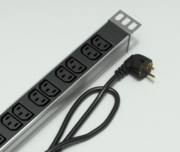 Блок силовых розеток Rem Rem-16, вертикальный, неуправляемый, IEC 320 C13 х 25, вход Schuko, шнур 3 м, 1 820мм 16А, защита от перенапряжения, алюминий