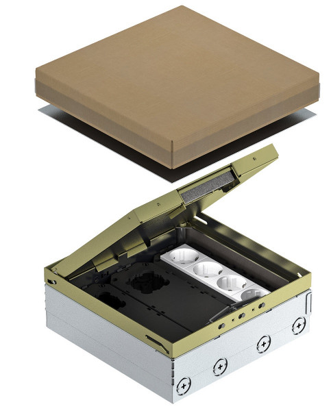 Люк напольный BETTERMANN, нерж. сталь, тип: UDHOME9 2V MT V, 95х250х250 мм (ВхШхД), глубина установки: 95 мм, в пол