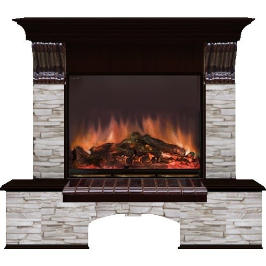 Электрокамин с широким очагом 2D Glenrich Бостон (Arte 23) камень-Мисхор/цвет-Венге