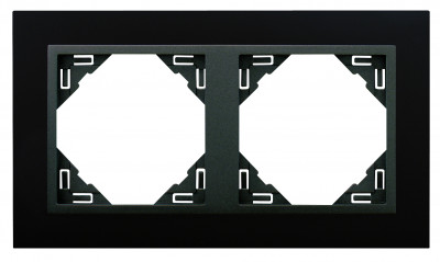 Рамка Efapel Logus90, 2 поста, плоская, универсальная, цвет: чёрный/серый, линейка "Анимато" (90920 TPS)