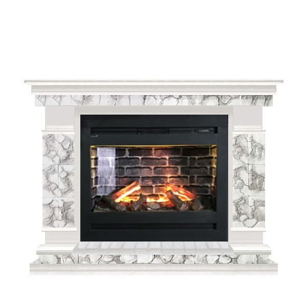 Электрокамин с широким очагом 3D Glenrich Лорд Rumba 3D камень-Карелия/цвет-Беленный дуб