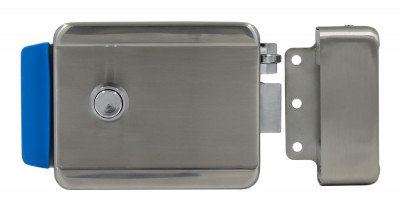 Электромеханический замок AccordTec, накладной, личинка и 5 ключей, AT-EL101A, кнопки выхода\блокировки выхода, цвет: сталь, (AT-02404)