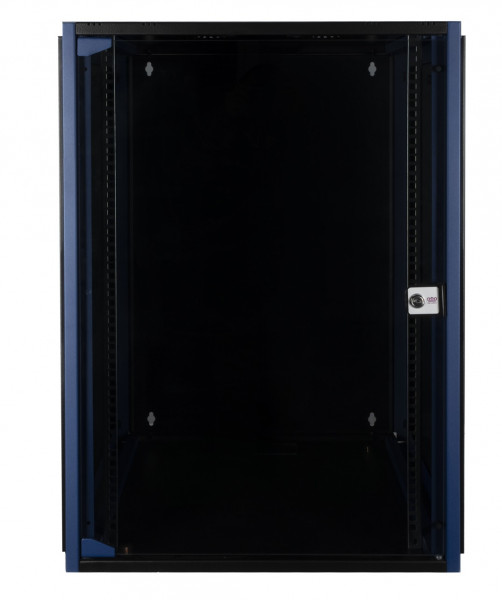 Шкаф телекоммуникационный настенный Datarex, 19", 18U, 757х600х600 мм (ВхШхГ), дверь: стекло, боковая панель: сплошная съемная, разборный, цвет: чёрный
