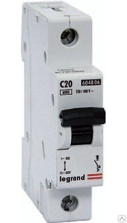 Автоматический выключатель Legrand DX3, 1 модуль, C класс, 1P, 20А, 6кА, (LEG.407264)