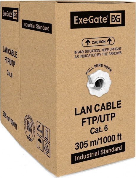 Бухта ExeGate FUTP4-C6-CU-S23-IN-PVC-GY-305, 305м